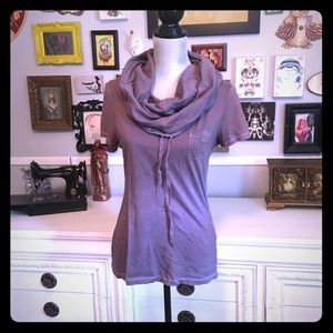 Vintage AllSaints cowl neck, hooded tee, purple
